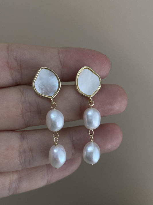 Freshwater Pearl Drop Stud Earrings