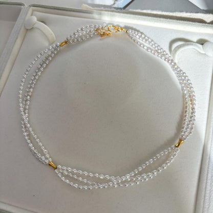 Triple Strand Freshwater Pearl Choker Necklace