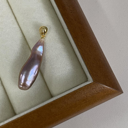 Gold Hoop Baroque Pink Purple Pearl Drop Earrings