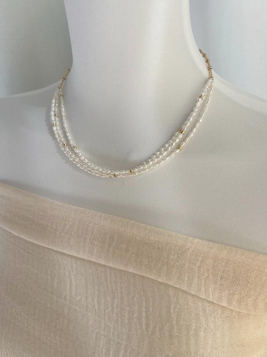 Triple-Strand Rice Pearl Necklace