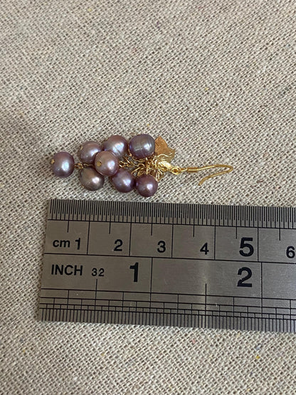 Purple Pearl Grape Cluster Earrings
