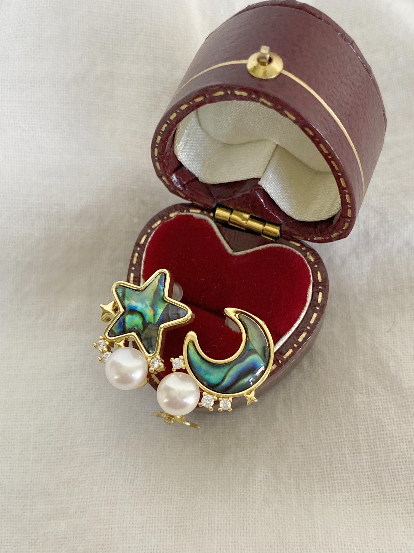Moon & Star Abalone Pearl Earrings