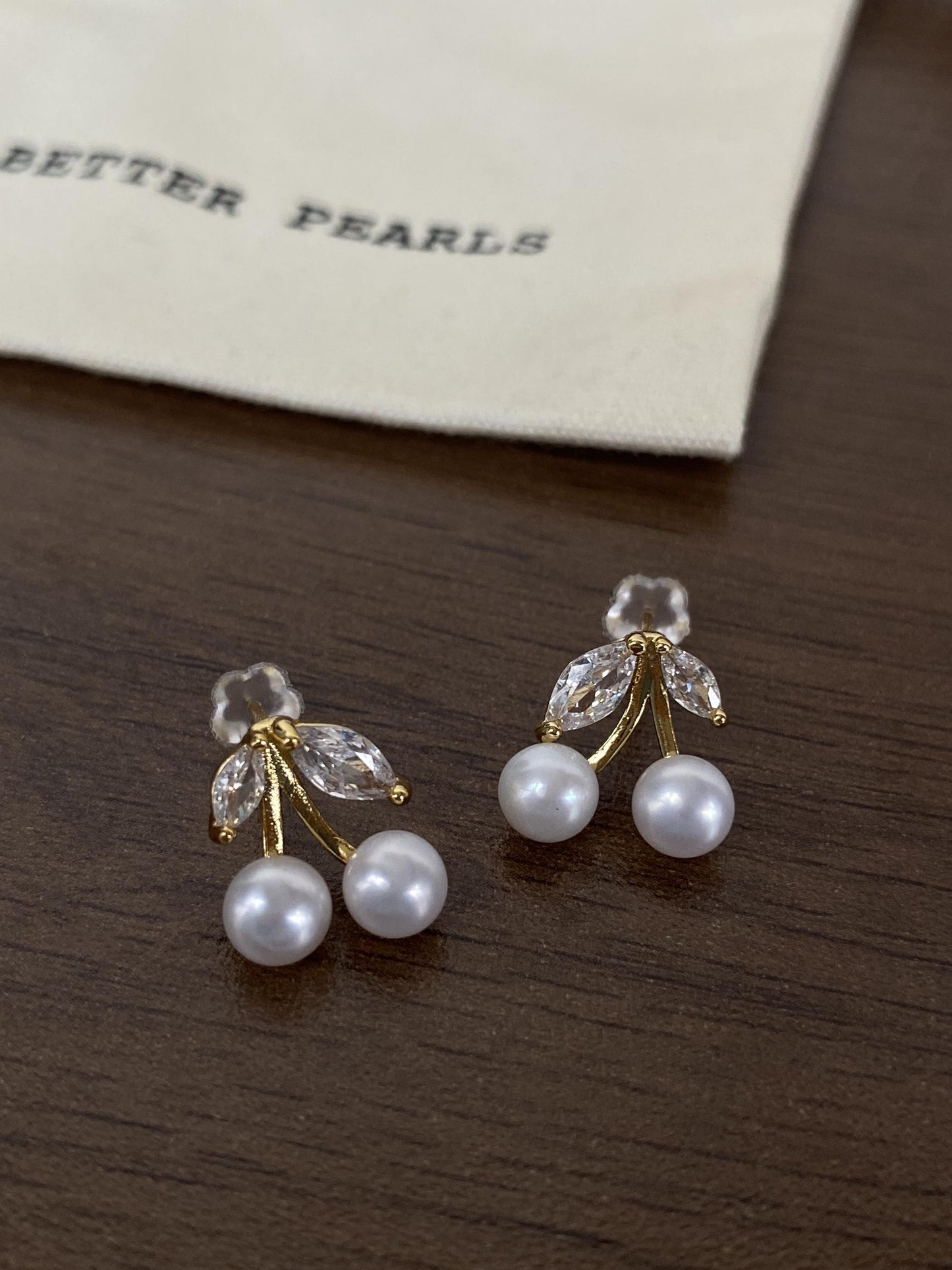 Cherry Pearl Stud Earrings