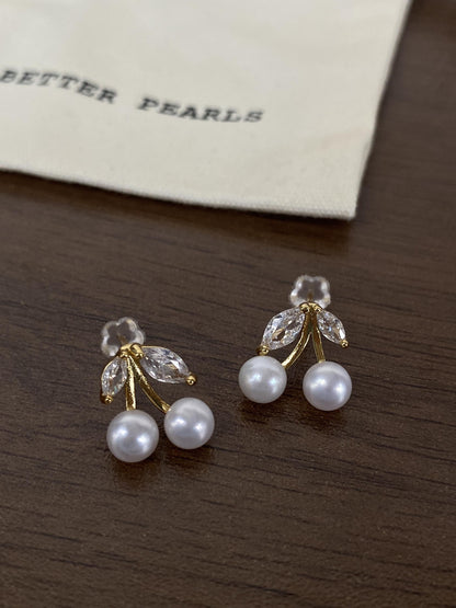 Cherry Pearl Stud Earrings