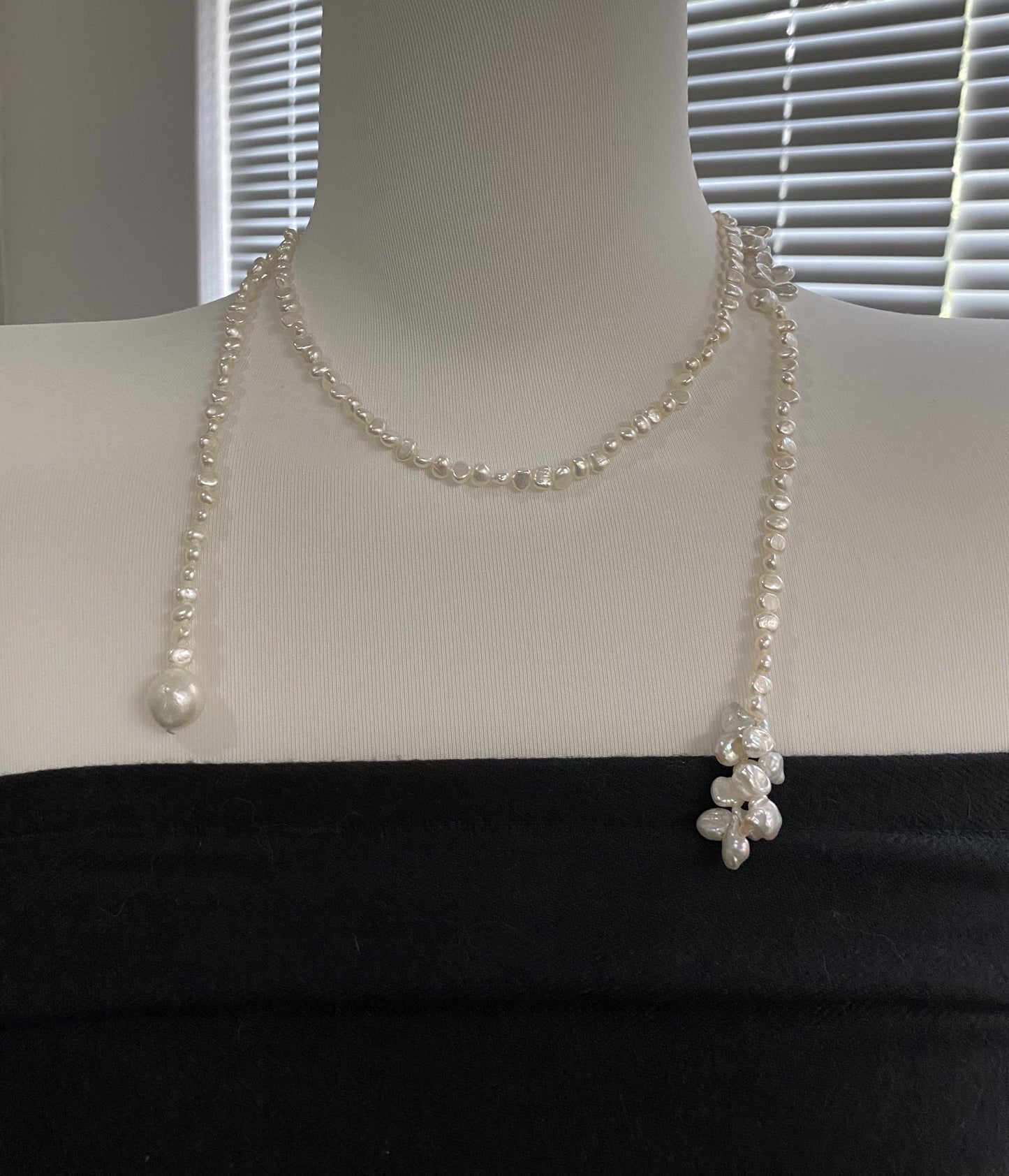 Convertible Pearl Lariat Wrap Necklace
