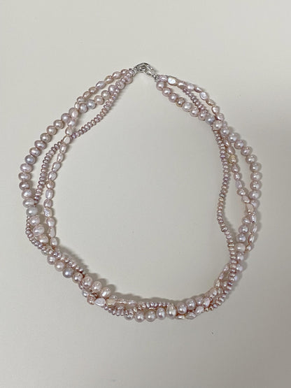 Natural Lavender Pearl Twisted Multi-Strand Necklace