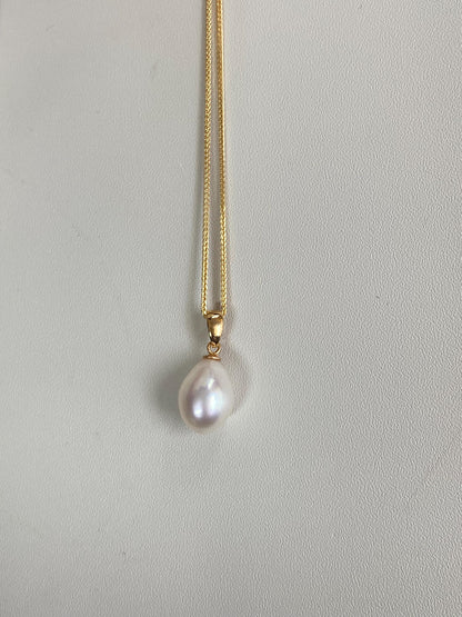 Teardrop Freshwater Pearl Necklace – Silver Gold-Plated, Minimalist Bridal Jewelry, Dainty Gift for Her