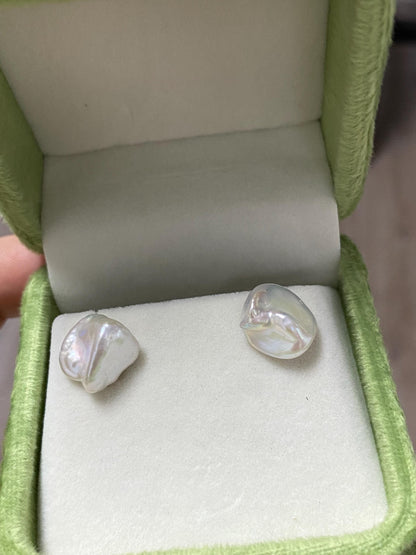 Large Baroque Pearl Stud Earrings