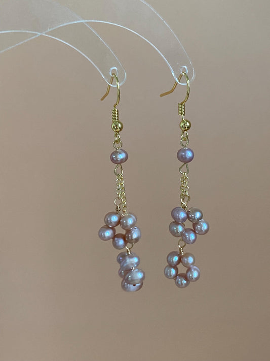 Purple Baroque Pearl Cluster Earrings