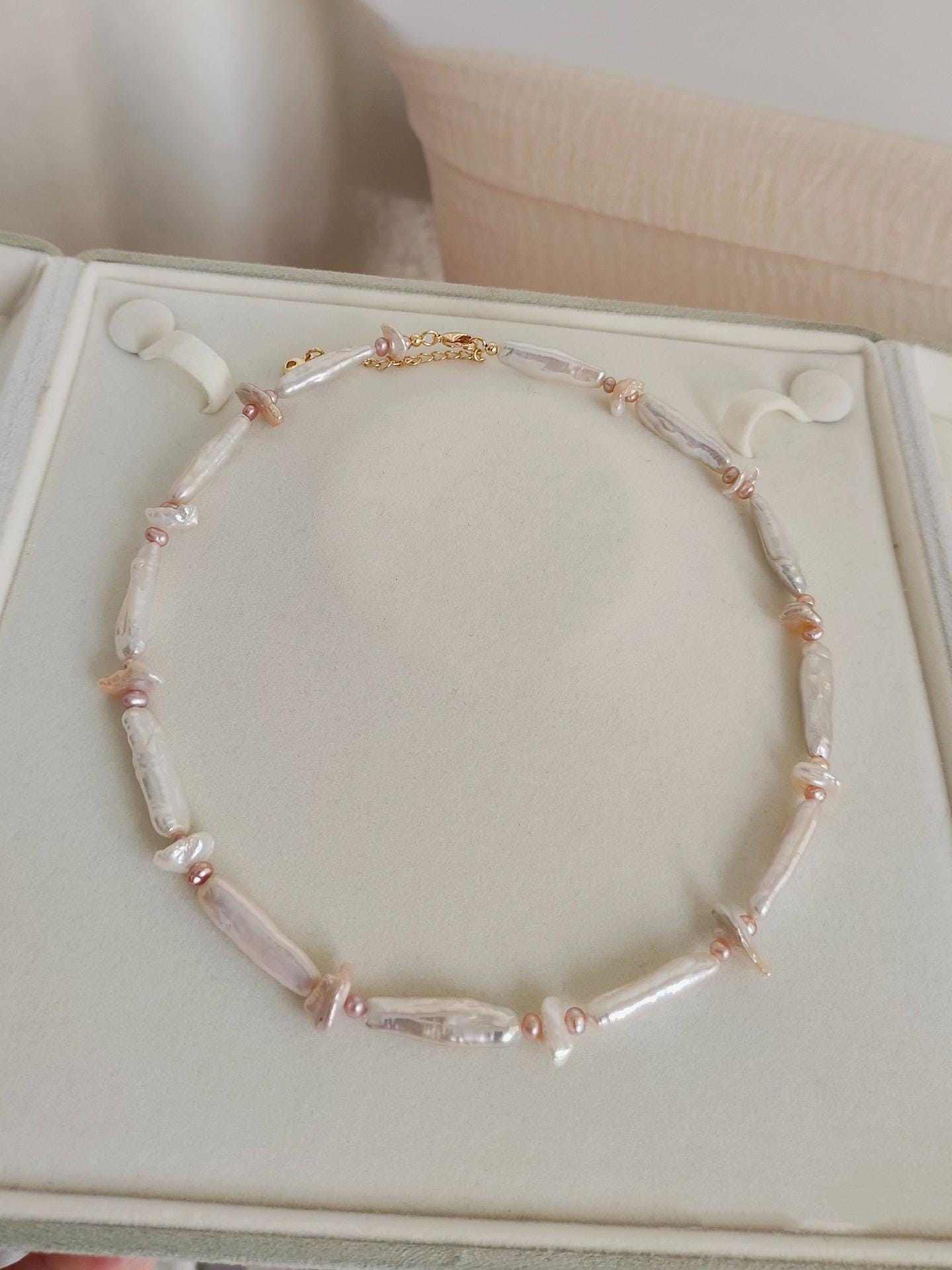 White Stick Pearl Choker Necklace