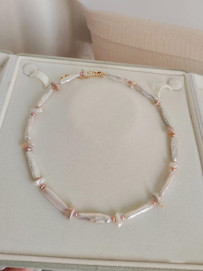 White Stick Pearl Choker Necklace