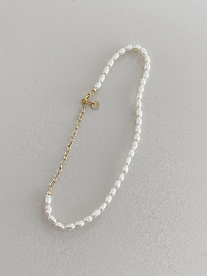 Delicate Freshwater Pearl Bracelet 2-3mm | Handmade Gold Chain & Pearl Bracelet | Elegant Pearl Jewelry for Women