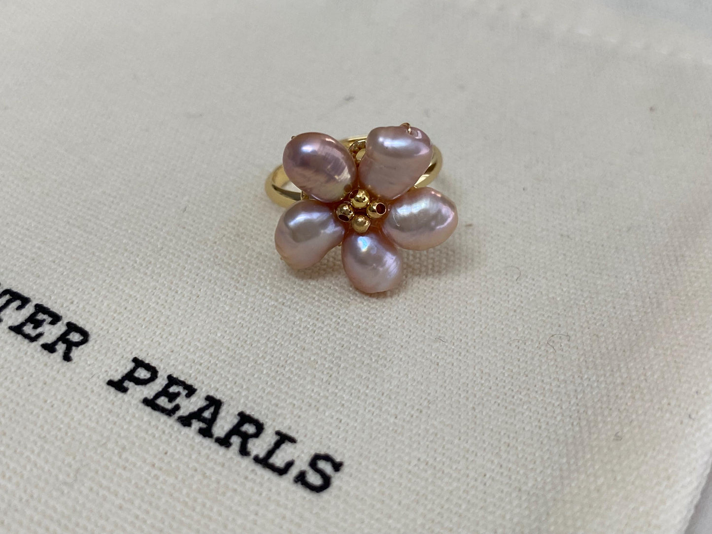 Lavender Pearl Flower Ring