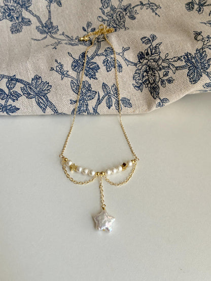 Baroque Star Pearl Pendant Necklace