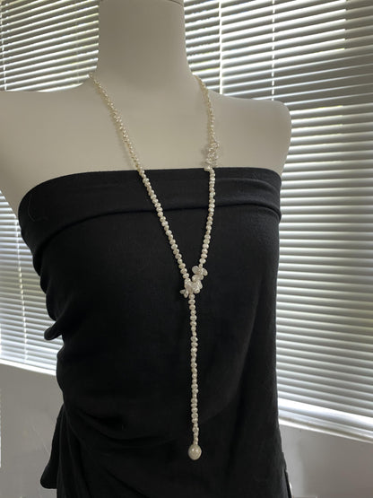 Convertible Pearl Lariat Wrap Necklace