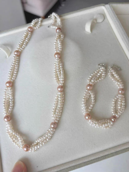 Triple Strand Multicolor Pearl Necklace