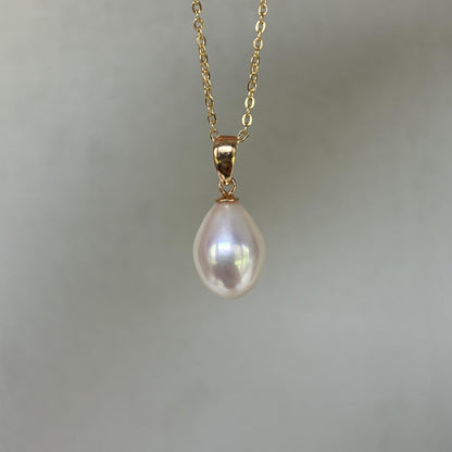 Teardrop Freshwater Pearl Necklace – Silver Gold-Plated, Minimalist Bridal Jewelry, Dainty Gift for Her