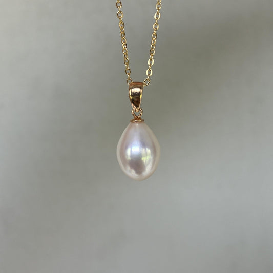 Teardrop Freshwater Pearl Necklace – Silver Gold-Plated, Minimalist Bridal Jewelry, Dainty Gift for Her