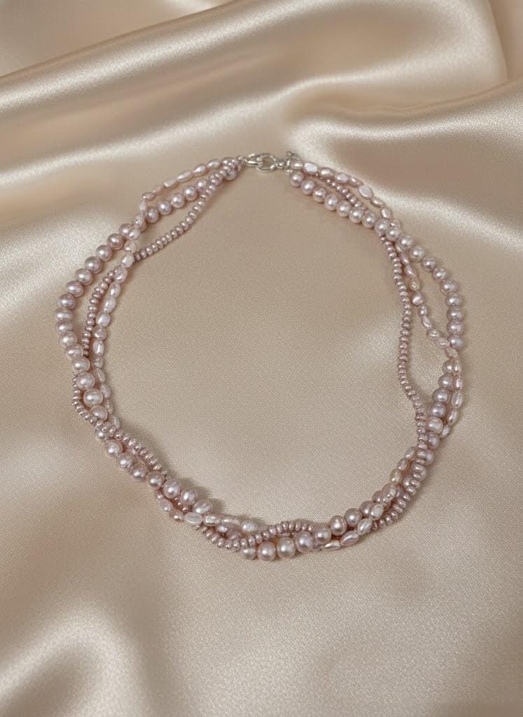 Natural Lavender Pearl Twisted Multi-Strand Necklace