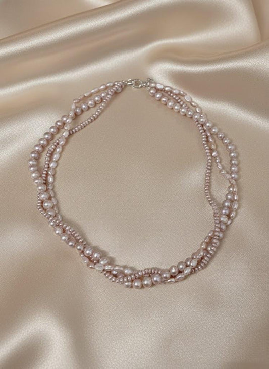 Natural Lavender Pearl Twisted Multi-Strand Necklace