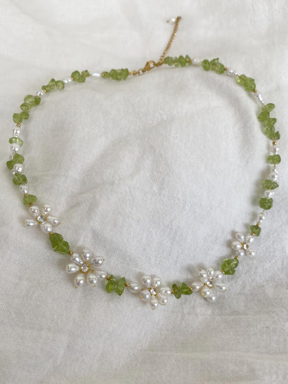 Peridot & Pearl Daisy Jewelry Set