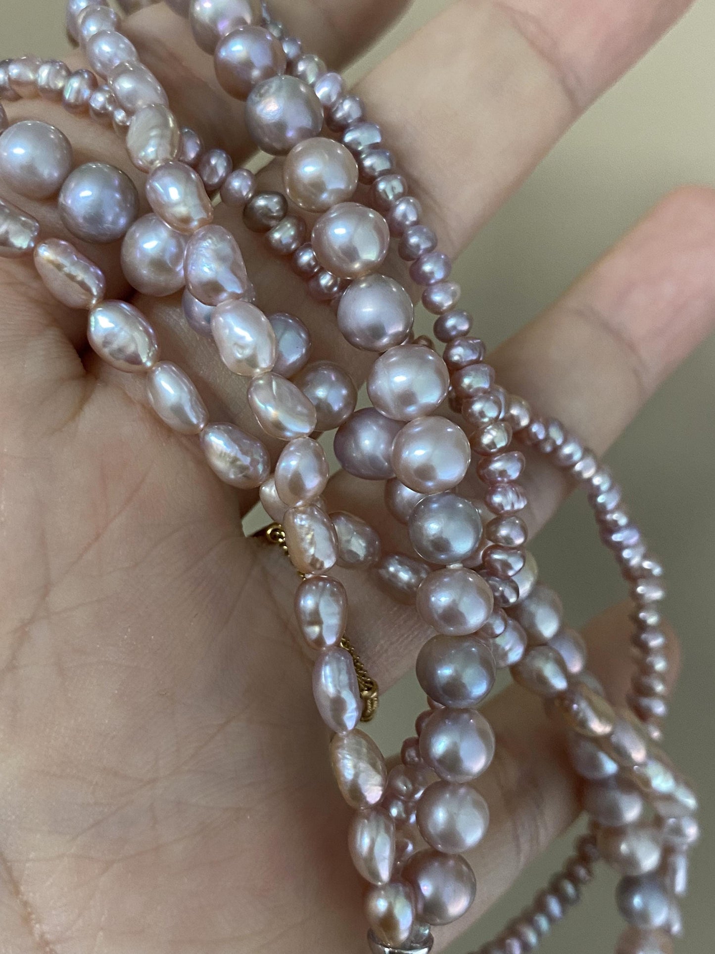 Natural Lavender Pearl Twisted Multi-Strand Necklace