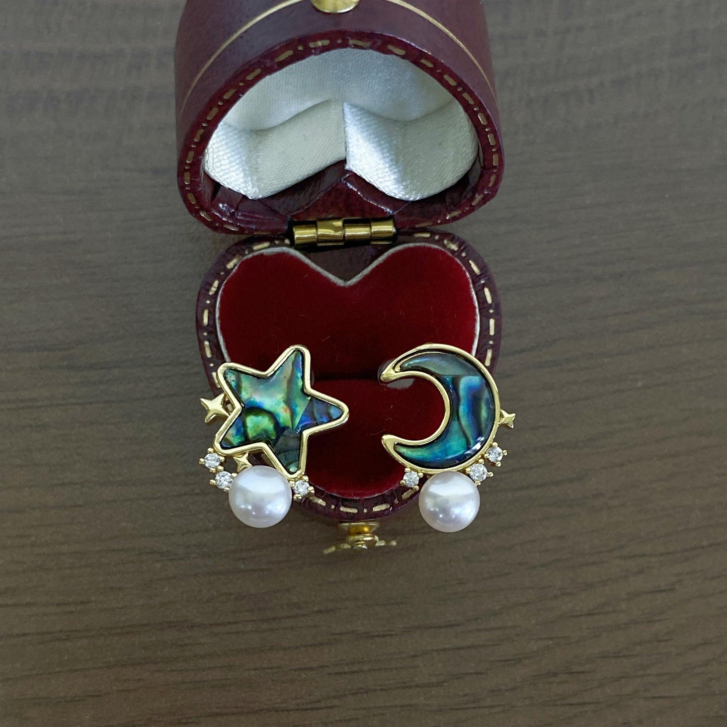 Moon & Star Abalone Pearl Earrings
