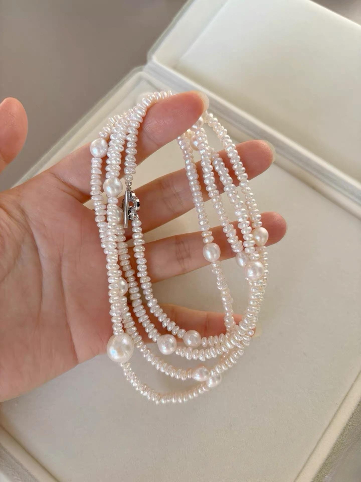 Baroque & Rice Pearl Rope Necklace 95cm