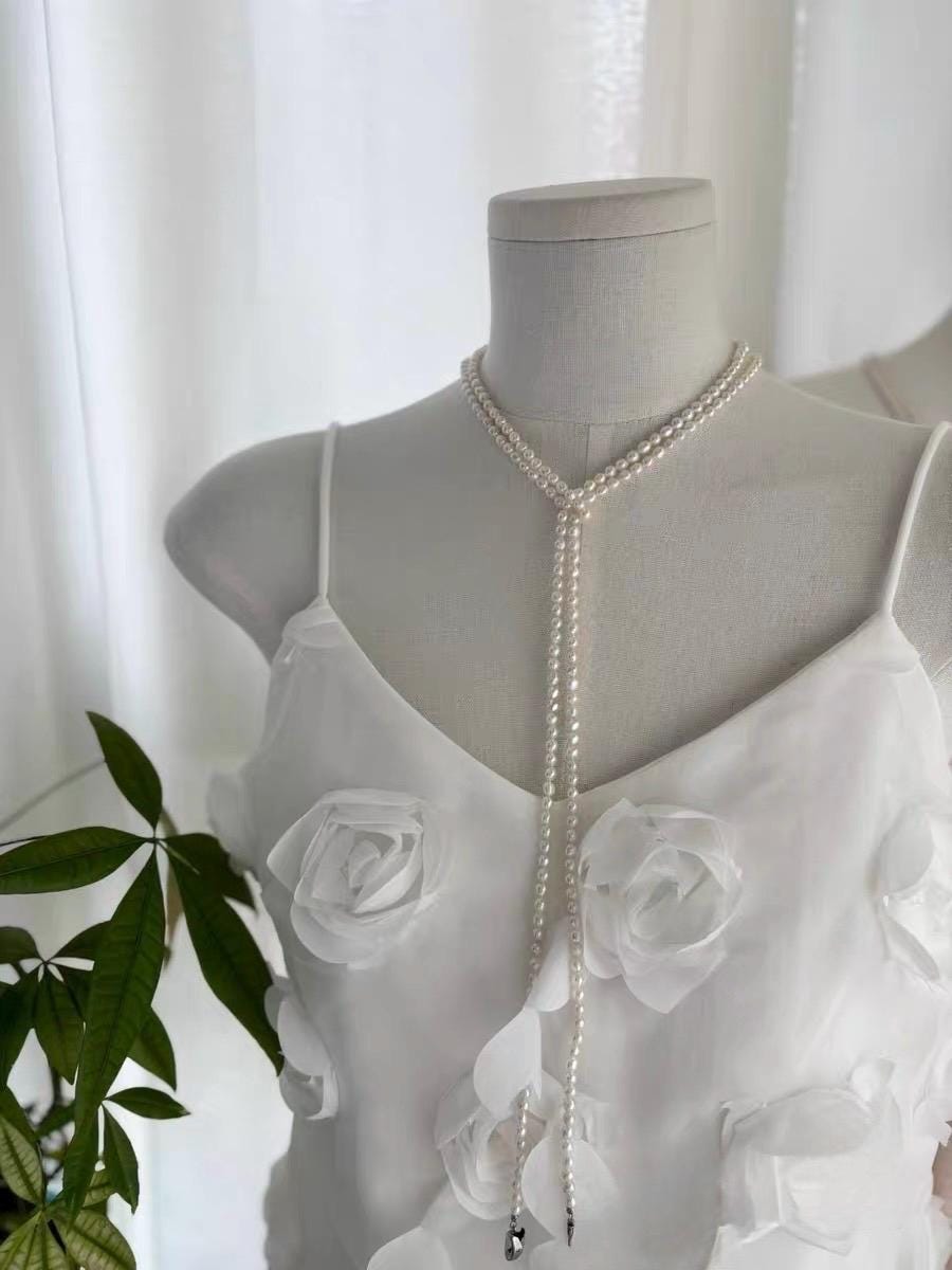 Long Rice Pearl Layering Necklace 130cm