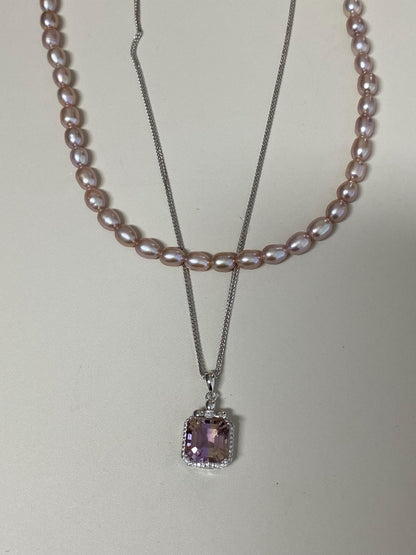 Lavender Freshwater Pearl Necklace, Oval Rice Pearls Choker, Minimalist Pearl Strand, Dainty Layering Jewelry, Gift for Her
