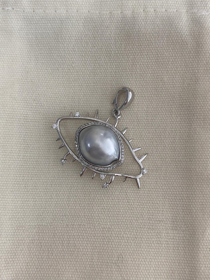 Australian South Sea Baroque Pearl Eye Pendant Necklace