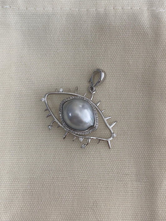 Australian South Sea Baroque Pearl Eye Pendant Necklace