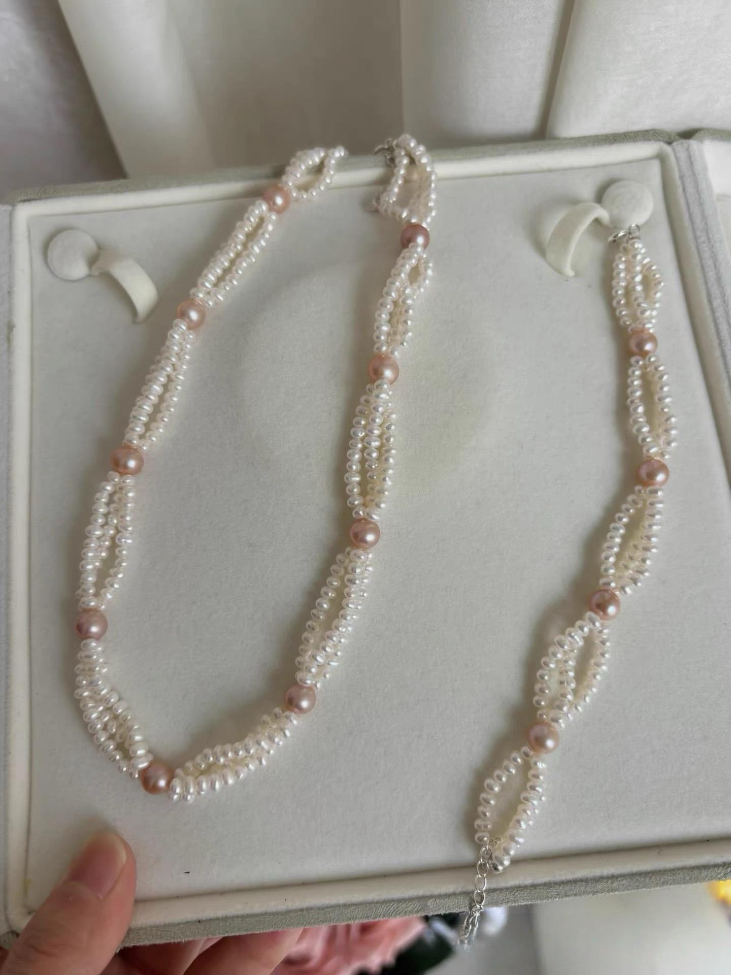 Triple Strand Multicolor Pearl Necklace