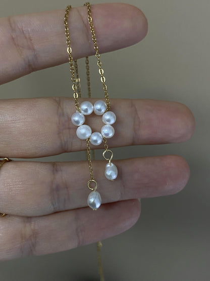 Pearl Circle Drop Necklace