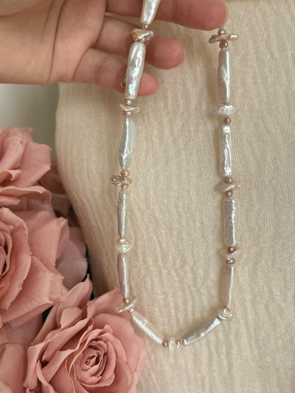 White Stick Pearl Choker Necklace