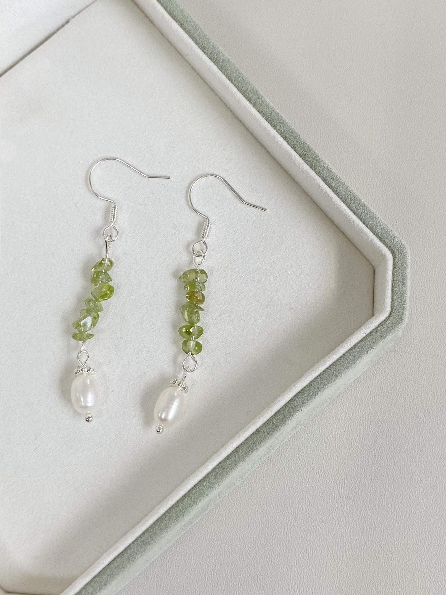 Peridot & Pearl Dangle Earrings