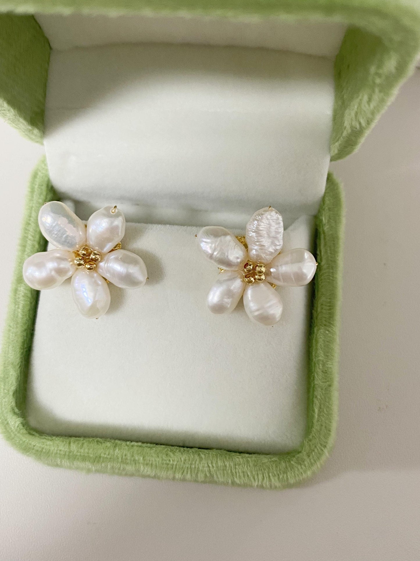 Spring Flower Freshwater Pearl Stud Earrings