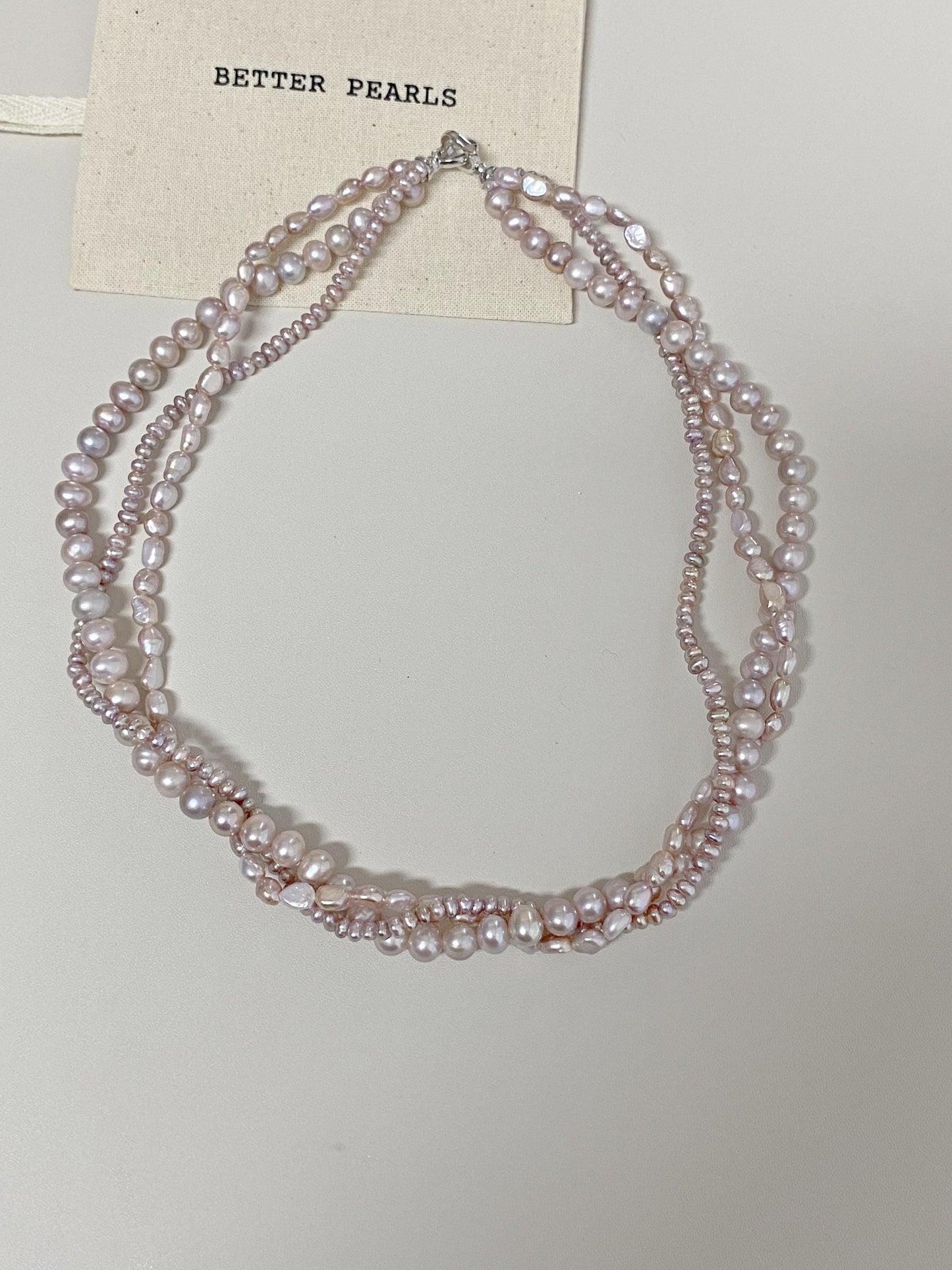 Natural Lavender Pearl Twisted Multi-Strand Necklace