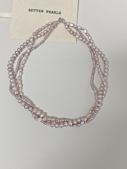 Natural Lavender Pearl Twisted Multi-Strand Necklace