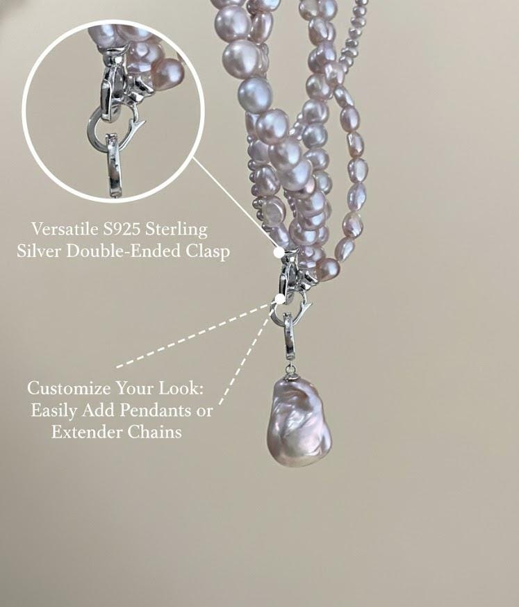 Natural Lavender Pearl Twisted Multi-Strand Necklace