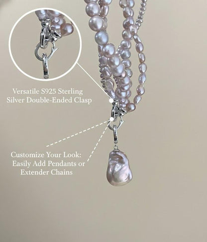 Natural Lavender Pearl Twisted Multi-Strand Necklace
