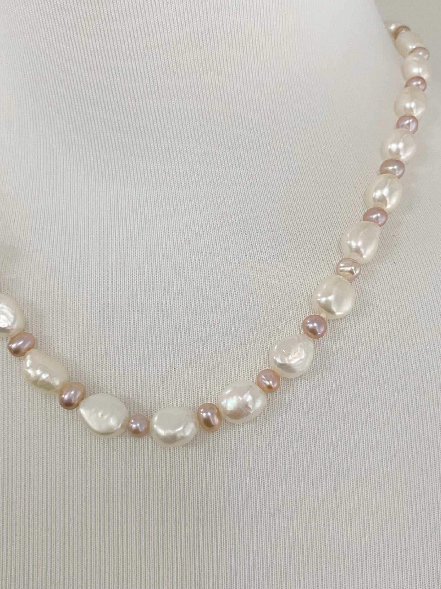 Freshwater Baroque Pearl Choker with Pink Pearls