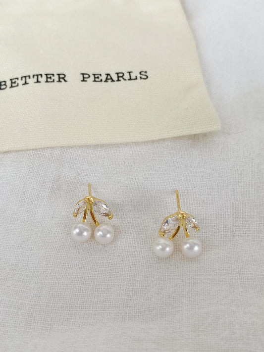 Cherry Pearl Stud Earrings