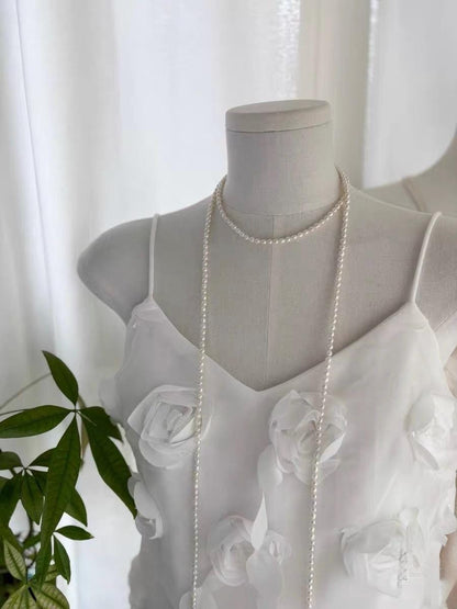 Long Rice Pearl Layering Necklace 130cm