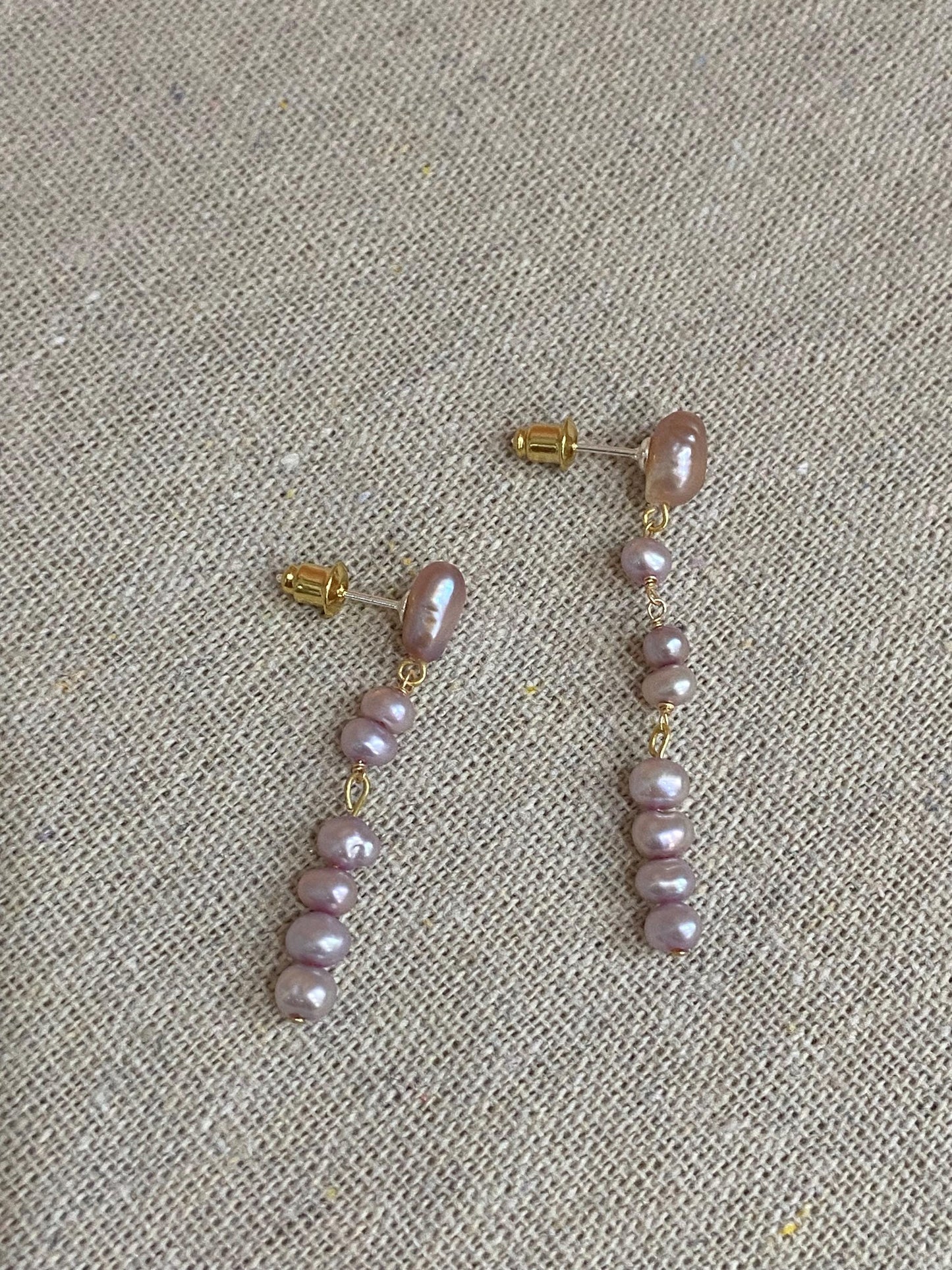 Baroque Lavender Pearl Drop Earrings, Long Dangle Real Pearl Earrings, Gold Filled Elegant Jewelry Gift for Her