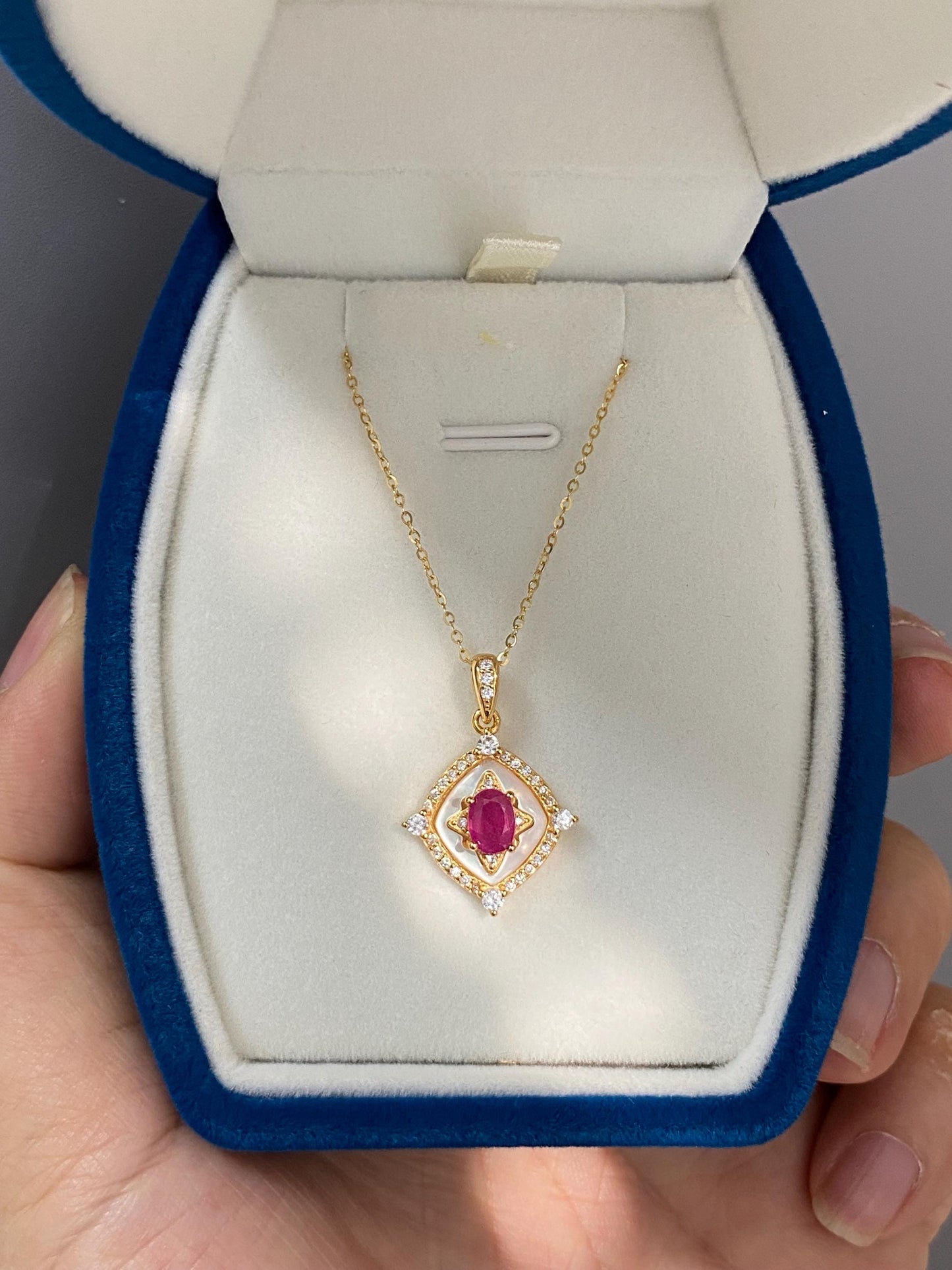Natural Ruby Pendant Necklace in Gold Vermeil