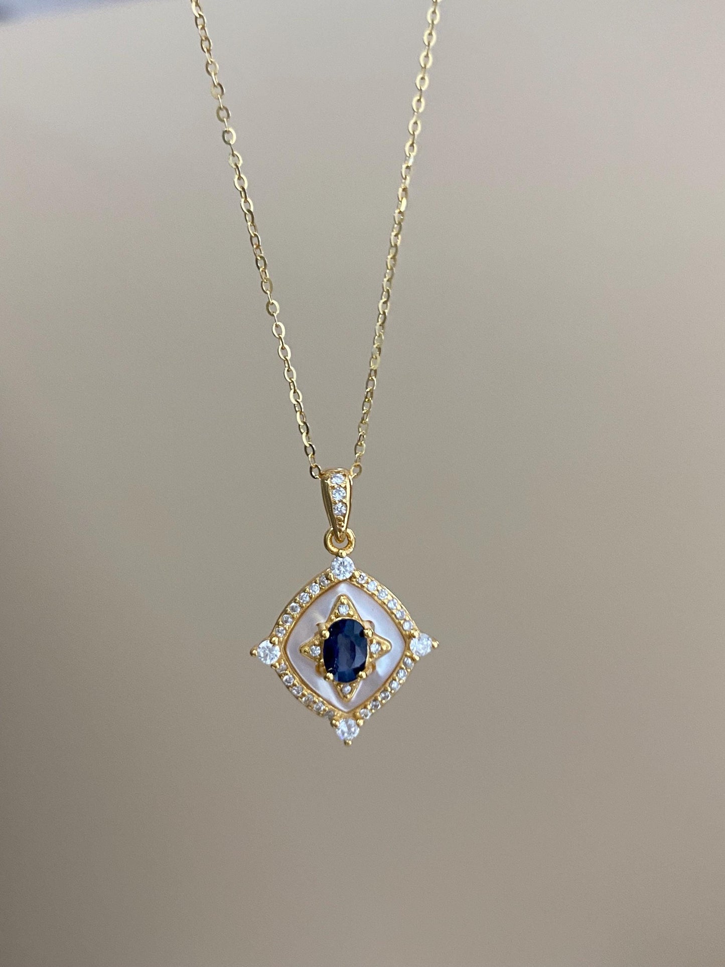 Natural Sapphire & Mother of Pearl Necklace