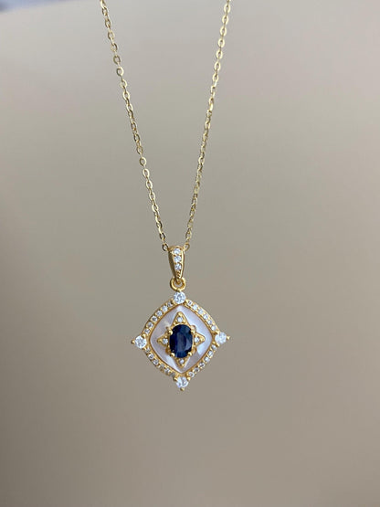 Natural Sapphire & Mother of Pearl Necklace