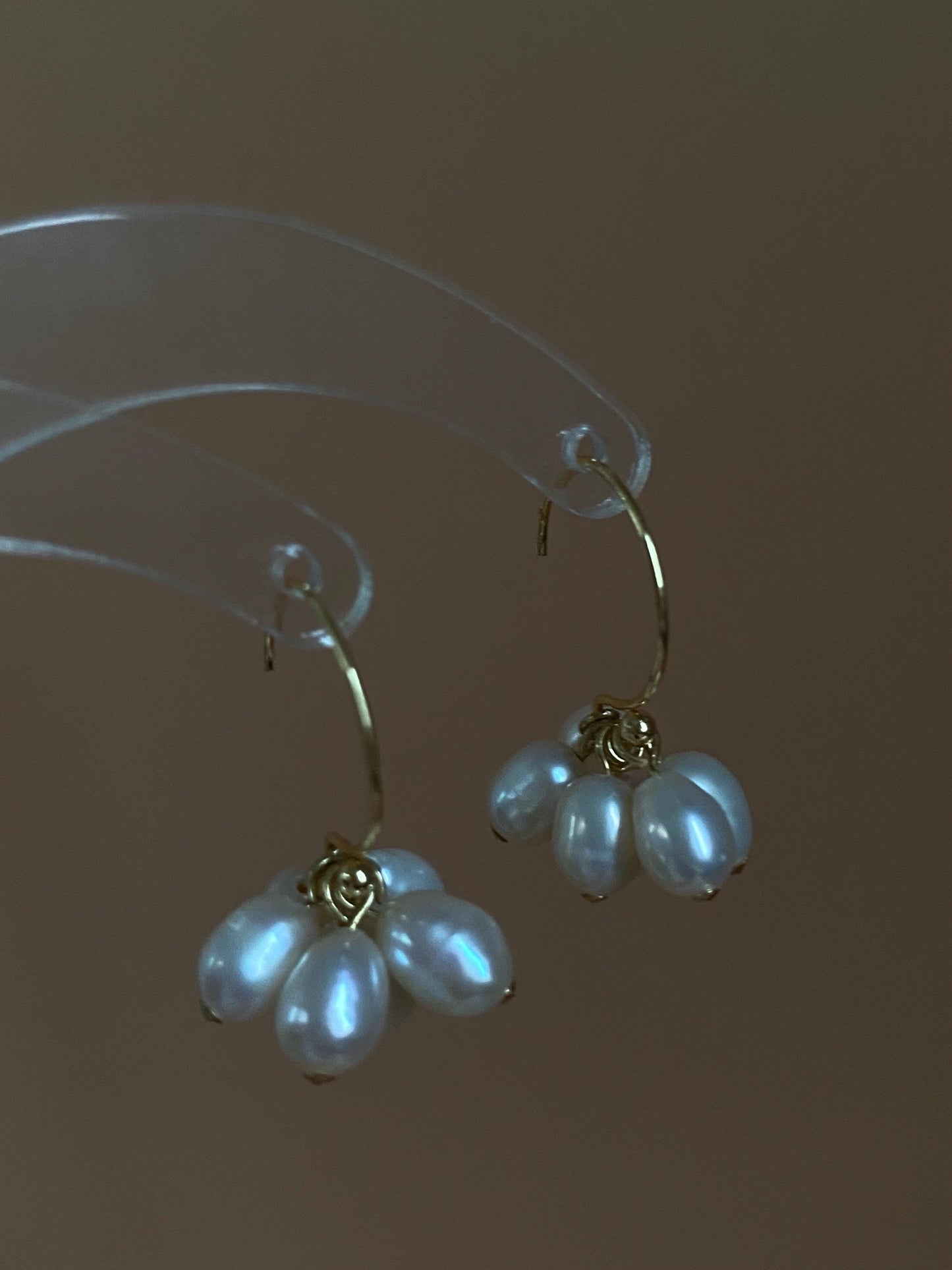 Pearl Cluster Hoop Earrings
