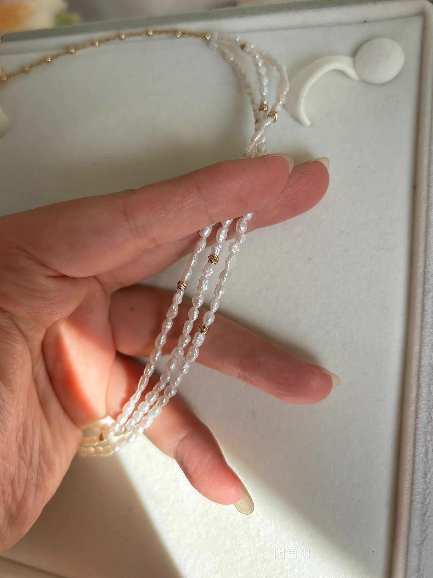Triple-Strand Rice Pearl Necklace